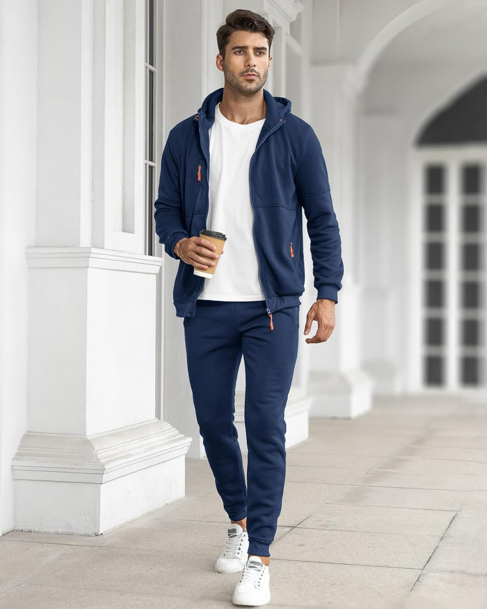 Men's Comfortable Performance Zip-Up Hoodie & Jogger Set - Stylish Activewear for Gym & Casual Wear