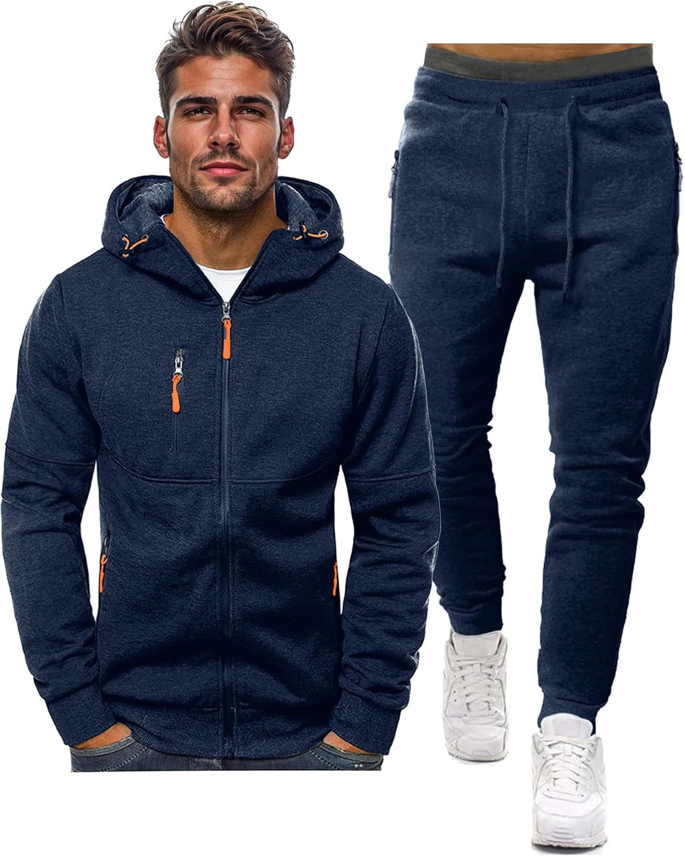 Men's Comfortable Performance Zip-Up Hoodie & Jogger Set - Stylish Activewear for Gym & Casual Wear
