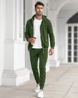 Men's Comfortable Performance Zip-Up Hoodie & Jogger Set - Stylish Activewear for Gym & Casual Wear