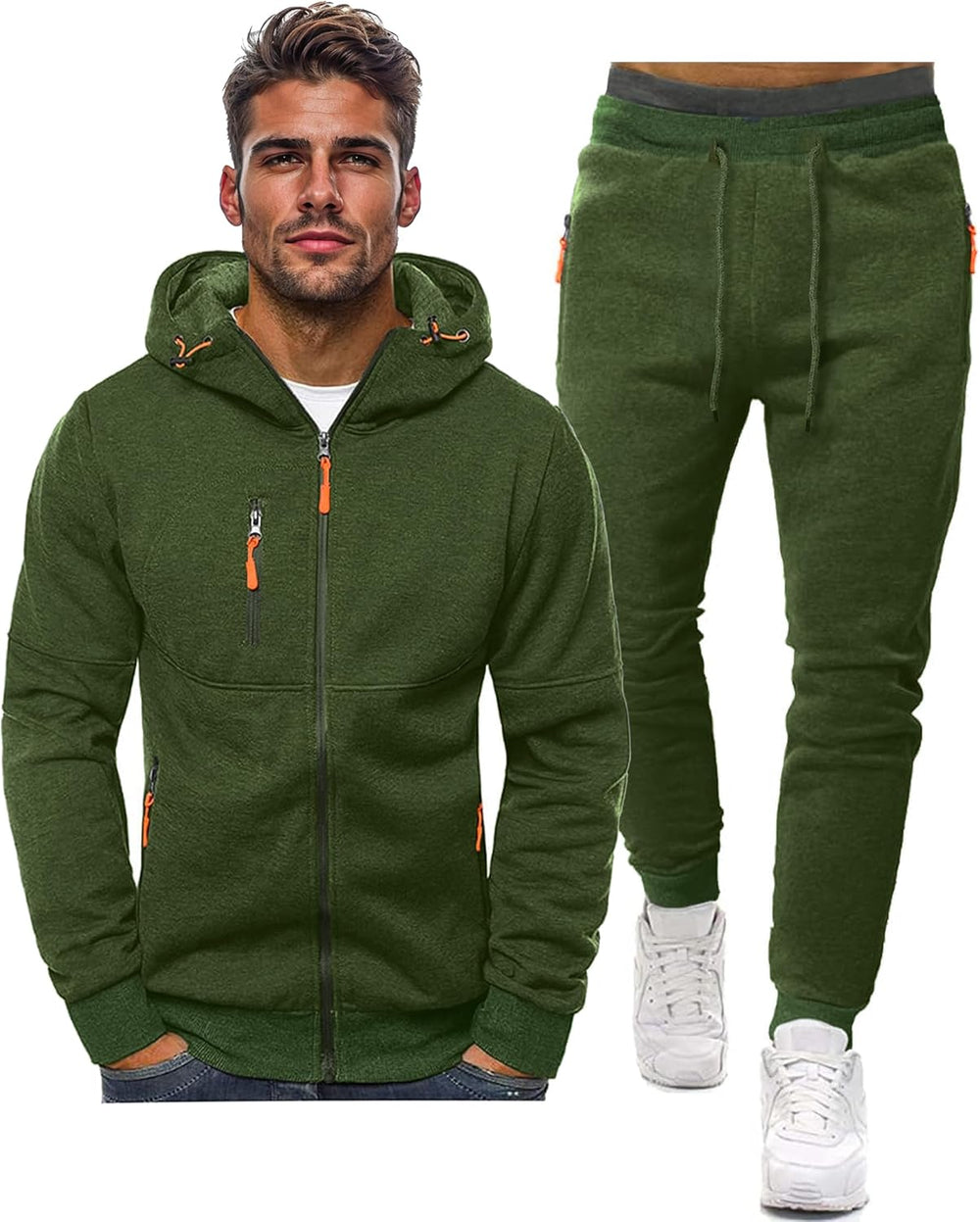Men's Comfortable Performance Zip-Up Hoodie & Jogger Set - Stylish Activewear for Gym & Casual Wear