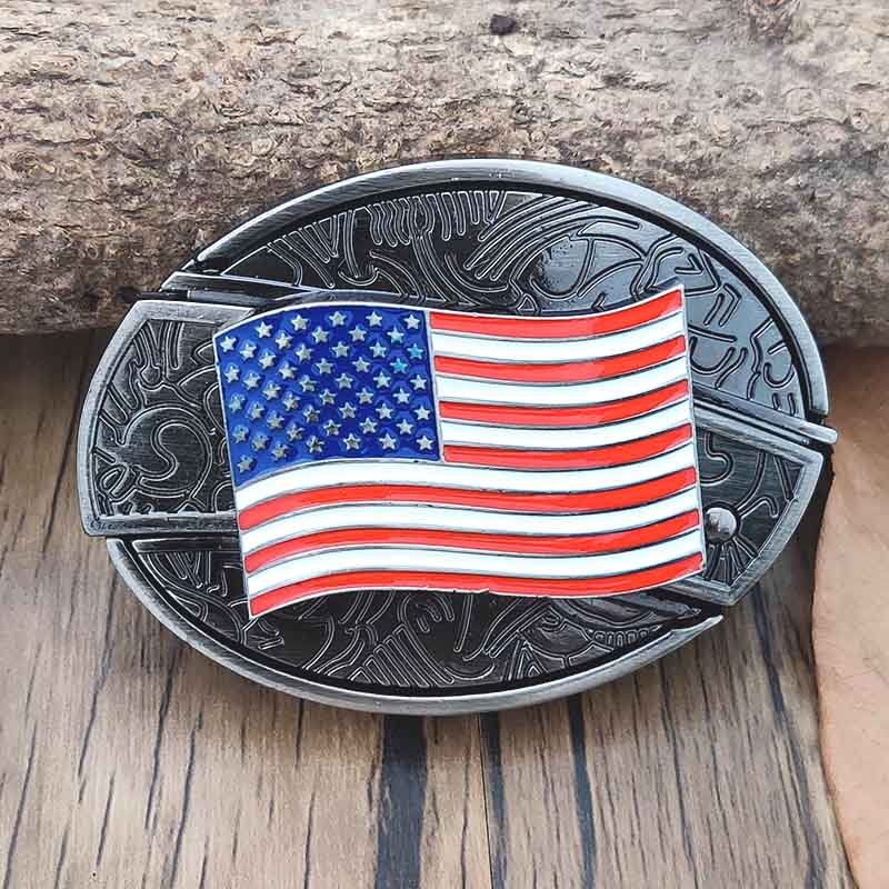 Davy Oval Bull Skull Belt Buckle with Hidden Tool - Unique Western Accessory