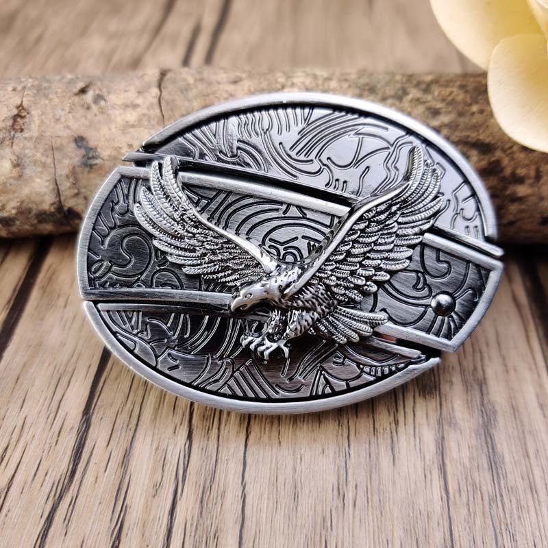 Davy Oval Bull Skull Belt Buckle with Hidden Tool - Unique Western Accessory