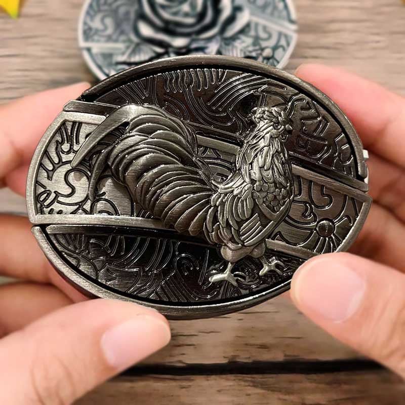 Davy Oval Bull Skull Belt Buckle with Hidden Tool - Unique Western Accessory