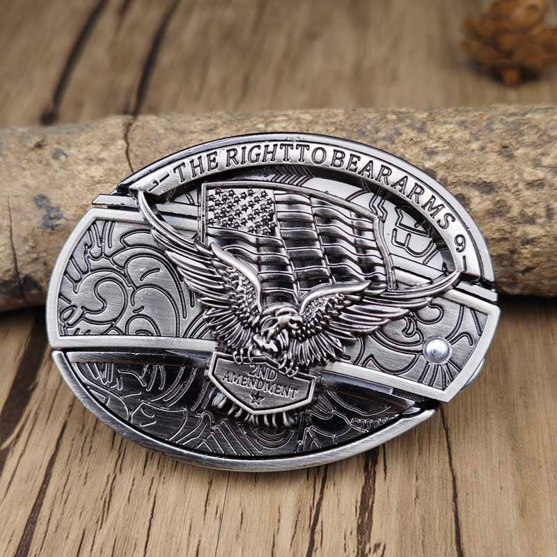 Davy Oval Bull Skull Belt Buckle with Hidden Tool - Unique Western Accessory
