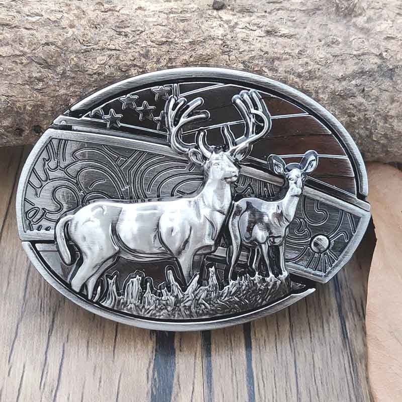 Davy Oval Bull Skull Belt Buckle with Hidden Tool - Unique Western Accessory