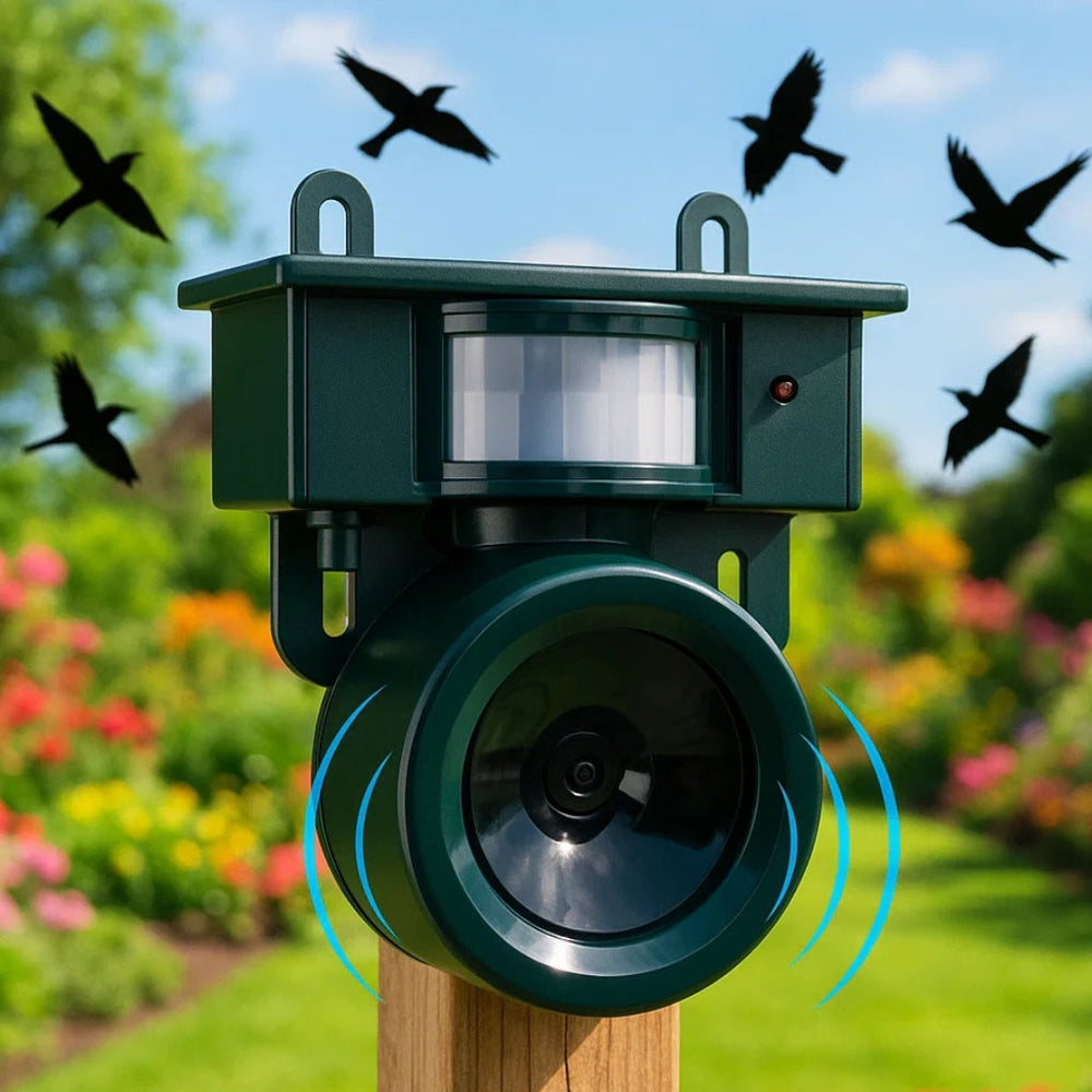 Davy Solar-Powered Motion Sensor Bird Repeller - Eco-Friendly Bird Deterrent for Gardens & Patios