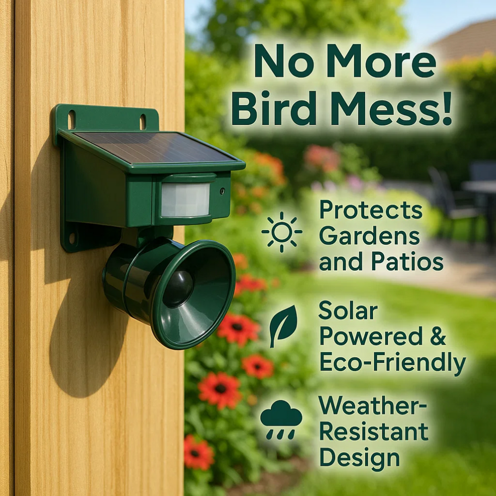 Davy Solar-Powered Motion Sensor Bird Repeller - Eco-Friendly Bird Deterrent for Gardens & Patios