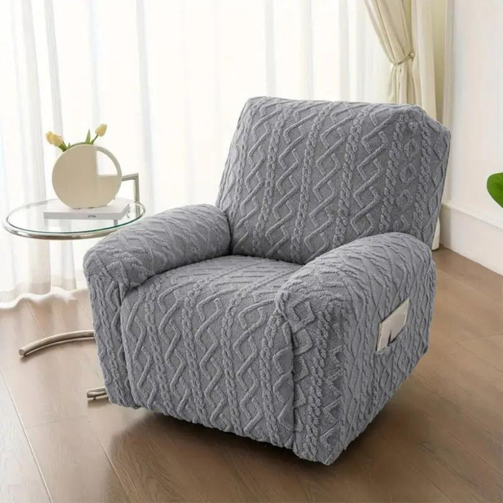 Davy Plush Recliner Sofa Cover - Cable Knit Texture for Ultimate Comfort & Style