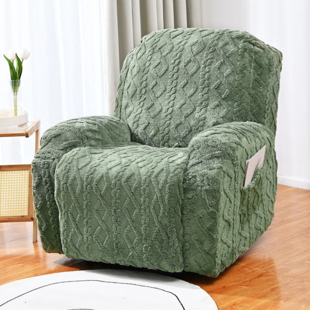Davy Plush Recliner Sofa Cover - Cable Knit Texture for Ultimate Comfort & Style