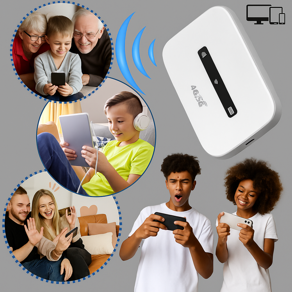 Davy Portable 4G/5G Wi-Fi Hotspot Router - High-Speed Mobile Internet for Travel & Home Use