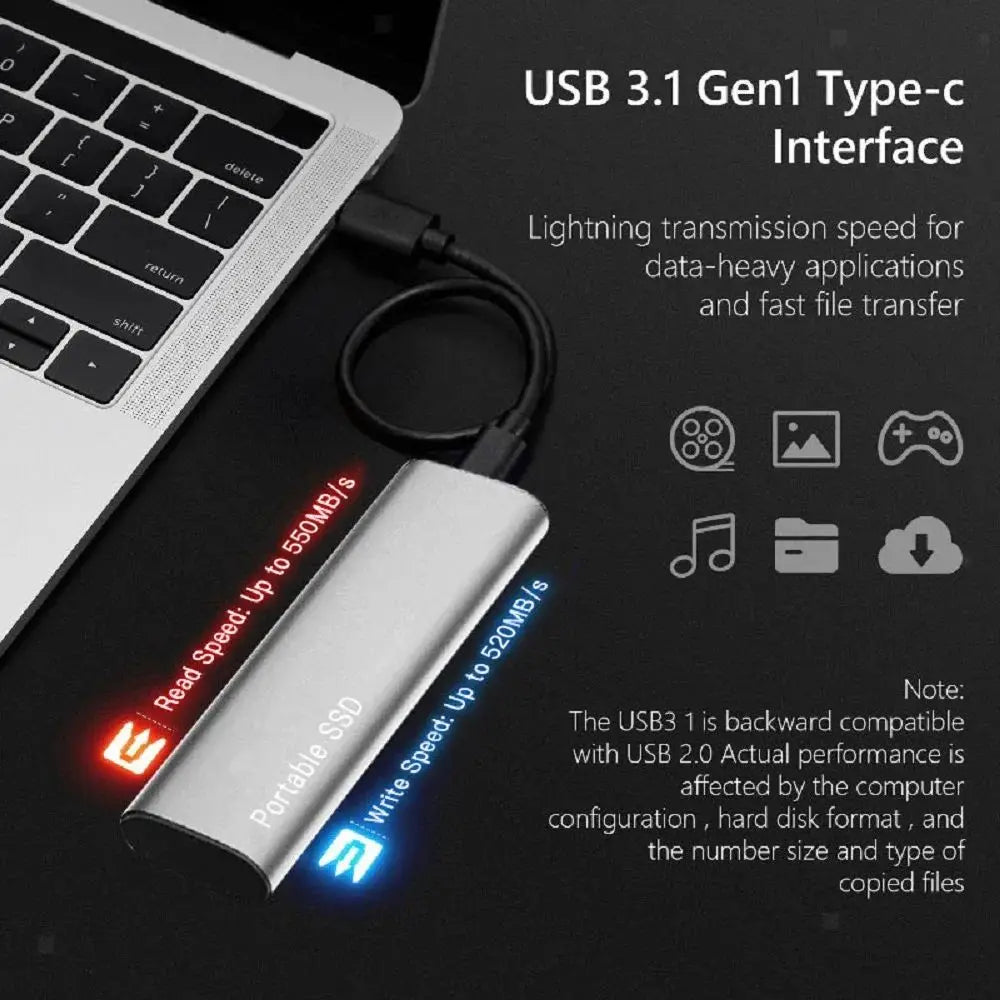 Davy Aluminum Portable SSD - High-Speed External Storage Solution for Data Backup & Transfer