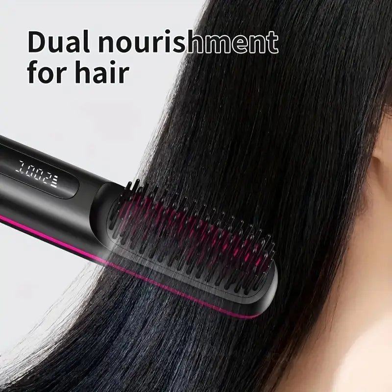 Davy Travel Hair Straightening Brush | Portable Sleek Hair Styling Tool for On-the-Go Perfection