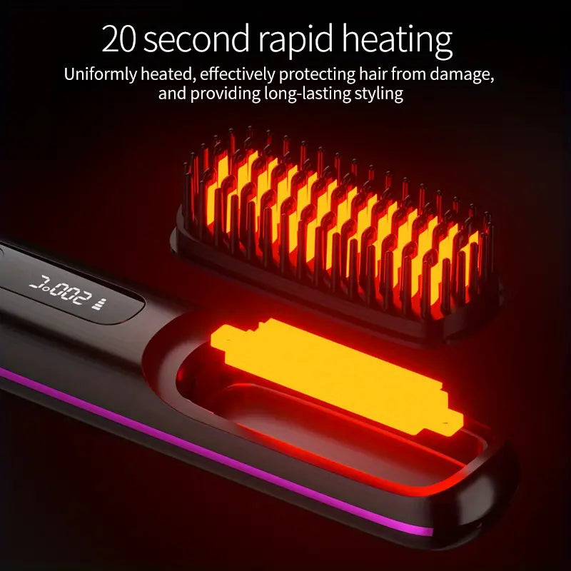 Davy Travel Hair Straightening Brush | Portable Sleek Hair Styling Tool for On-the-Go Perfection