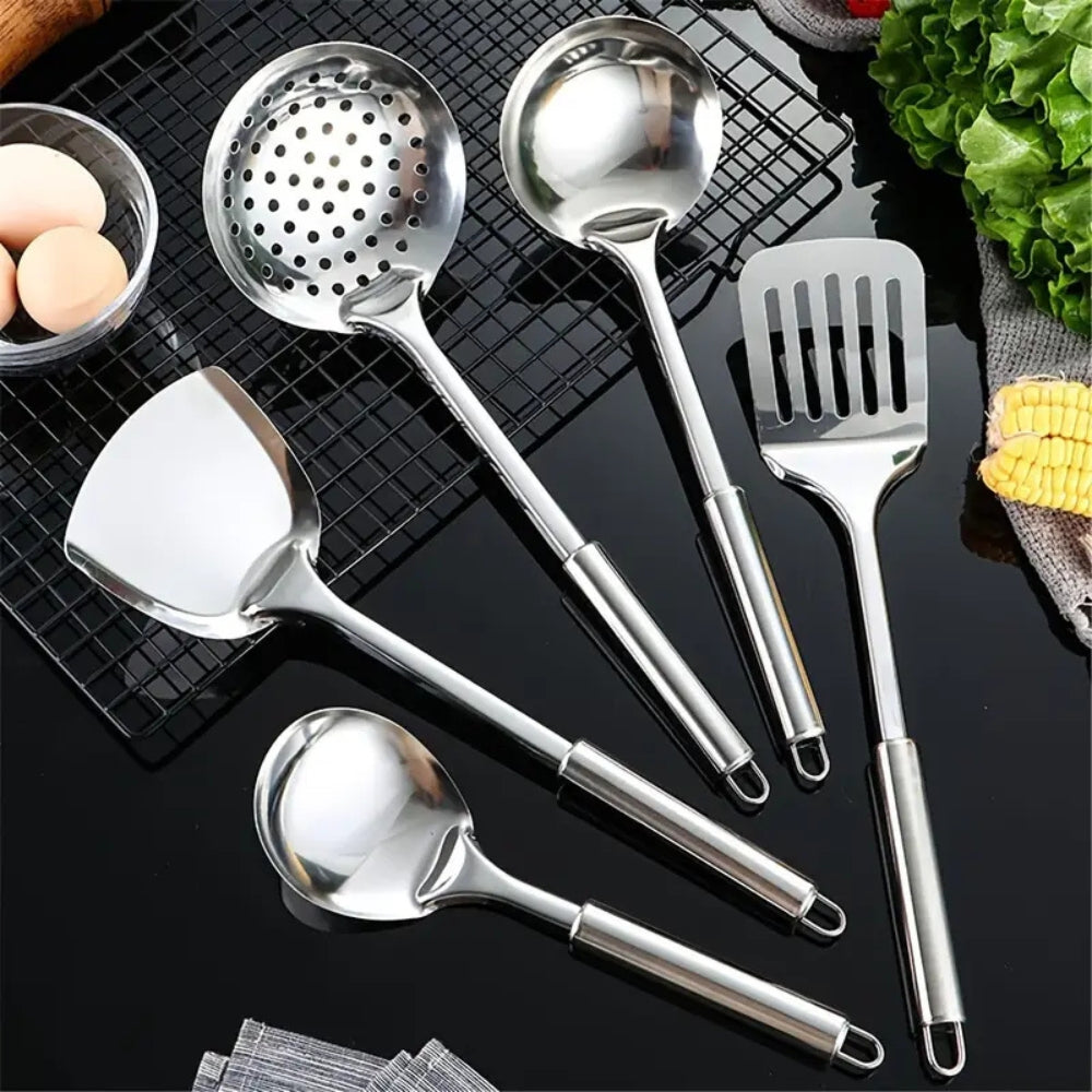 Davy Premium Stainless Steel Kitchen Utensils Set - 5 Essential Pieces for Cooking & Baking