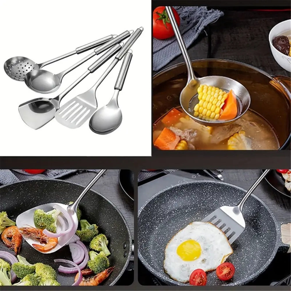 Davy Premium Stainless Steel Kitchen Utensils Set - 5 Essential Pieces for Cooking & Baking