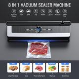 Davy Professional 8-in-1 Vacuum Sealer with Integrated Cutter | Airtight LED Sealing System for Dry & Moist Foods | Includes 15 Vacuum Bags | Ideal for Food Preservation & Sous Vide Cooking