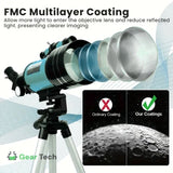 Davy Professional Astronomical Telescope - 70mm Aperture, 300mm Focal Length | Easy Setup for Stargazing & Nature Exploration