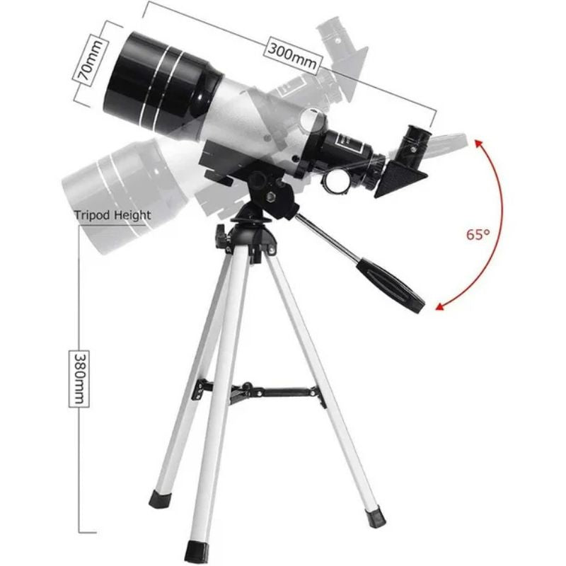 Davy Professional Astronomical Telescope - 70mm Aperture, 300mm Focal Length | Easy Setup for Stargazing & Nature Exploration