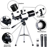 Davy Professional Astronomical Telescope - 70mm Aperture, 300mm Focal Length | Easy Setup for Stargazing & Nature Exploration