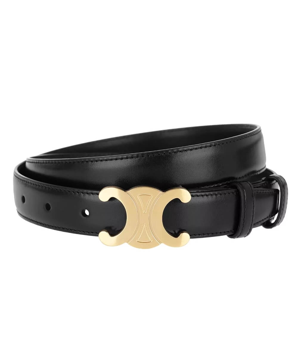 Stylish Vegan Leather Belt with Elegant Gold CC Logo Buckle - Eco-Friendly Fashion Accessory