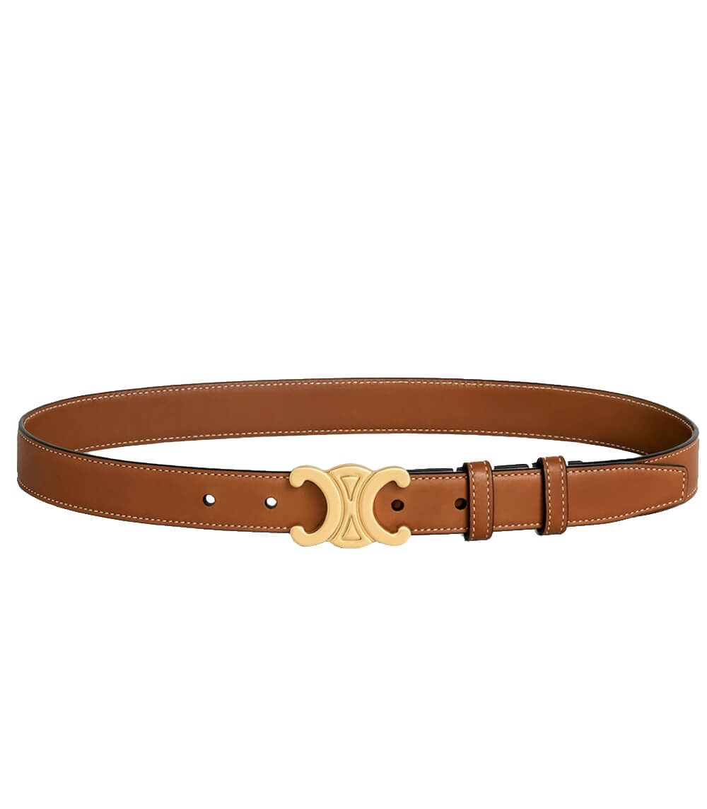 Stylish Vegan Leather Belt with Elegant Gold CC Logo Buckle - Eco-Friendly Fashion Accessory