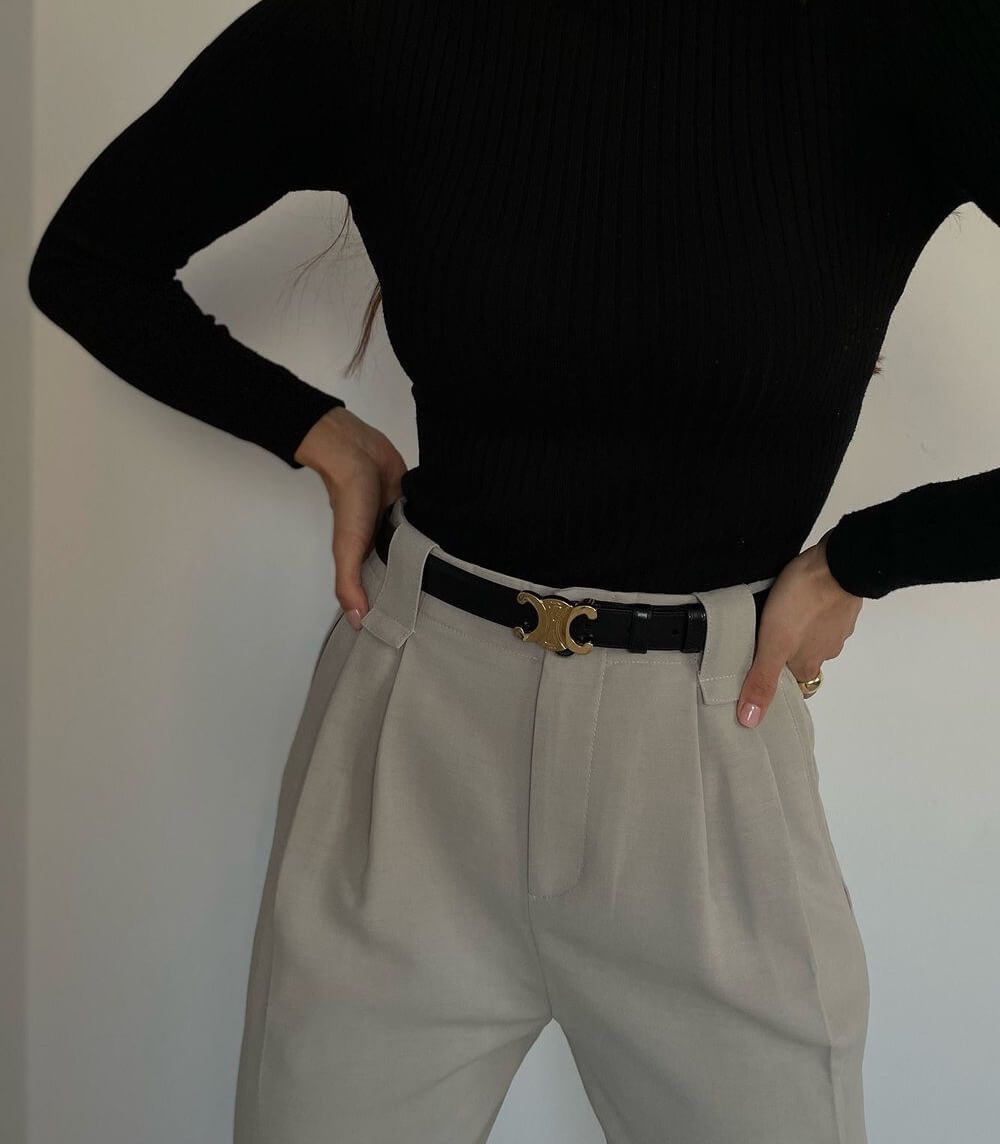 Stylish Vegan Leather Belt with Elegant Gold CC Logo Buckle - Eco-Friendly Fashion Accessory