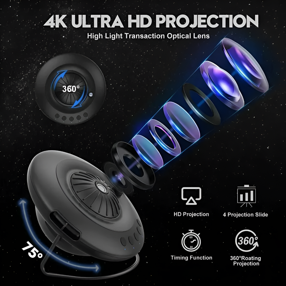 Stunning Davy Rotating Galaxy Projector - Nebula & Starry Night Light for Home Decor & Relaxation