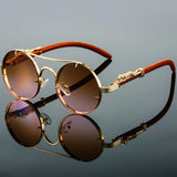 Round Sunglasses – Men's, Animal Print Detail & Lightweight Metal Frame