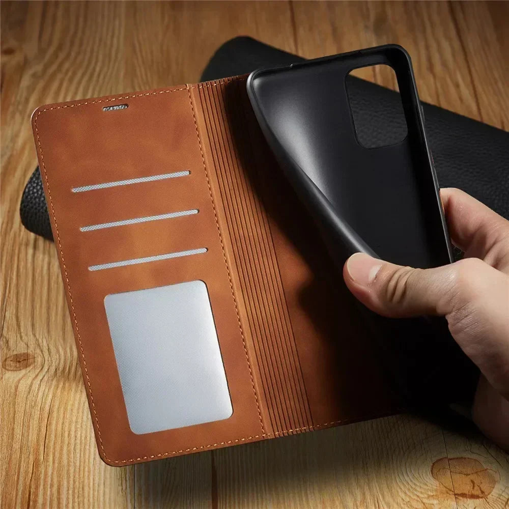 Chic Davy Leather Magnetic Case for Samsung Phones - Stylish & Durable Protection