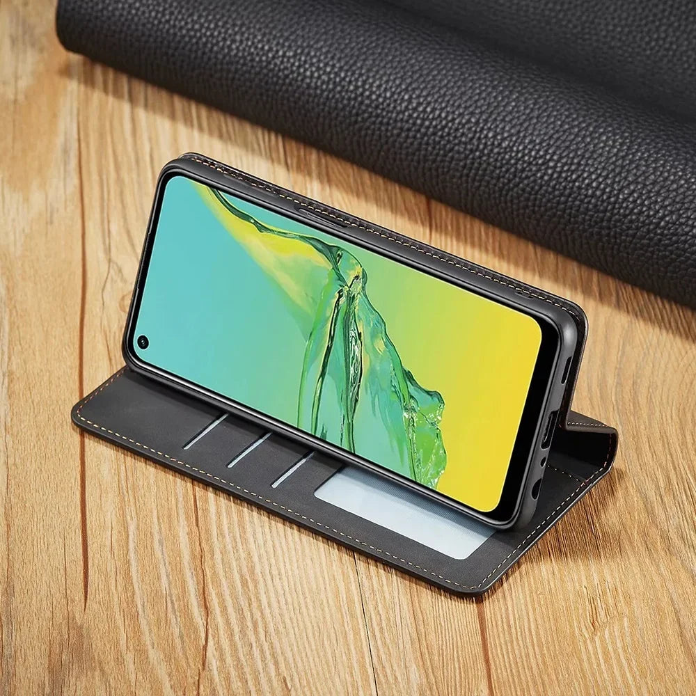 Chic Davy Leather Magnetic Case for Samsung Phones - Stylish & Durable Protection
