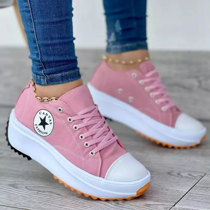 Elevated Women's Platform Canvas Sneakers - Stylish & Comfortable Footwear for Everyday Wear