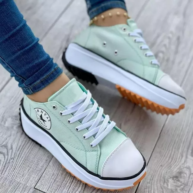 Elevated Women's Platform Canvas Sneakers - Stylish & Comfortable Footwear for Everyday Wear