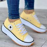 Elevated Women's Platform Canvas Sneakers - Stylish & Comfortable Footwear for Everyday Wear