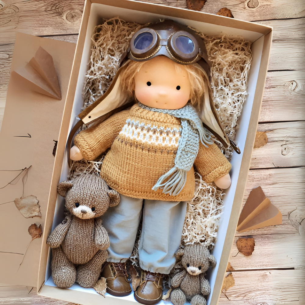 Davy - Soft Waldorf Cuddly Doll with Natural Features | Eco-Friendly, Handcrafted Plush Toy for Kids
