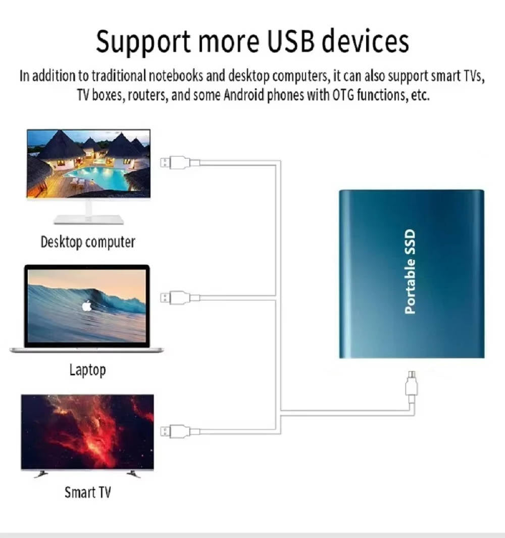 Davy 1TB SSD External Hard Drive - High-Speed Portable Storage for Data Backup & Transfer