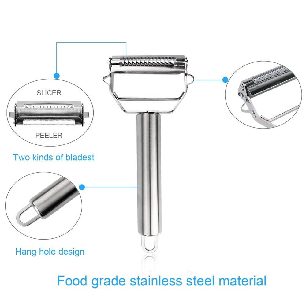 Davy Stainless Steel Multi-Purpose Peeler - Durable, Ergonomic Kitchen Tool for Effortless Peeling & Slicing