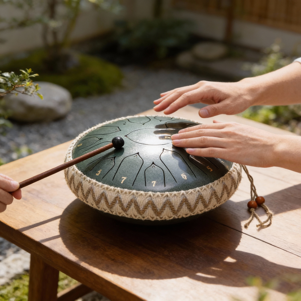 Davy Steel Tongue Drum in C Major - Harmonic Resonance with Mallets & Accessories Included | Perfect for Meditation & Music Therapy
