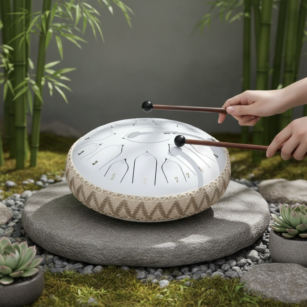 Davy Steel Tongue Drum in C Major - Harmonic Resonance with Mallets & Accessories Included | Perfect for Meditation & Music Therapy