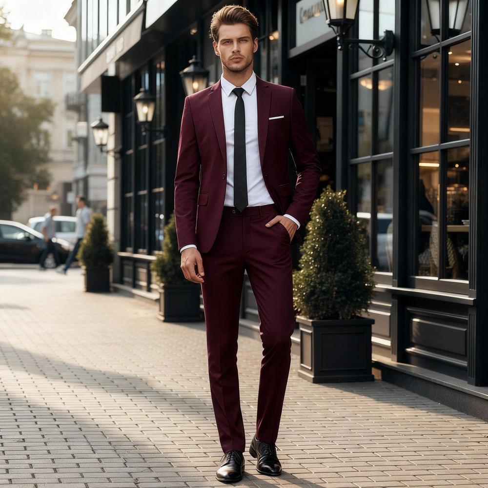 Men's Davy Slim-Fit Business Suit | Tailored Refined Style for Professional Look