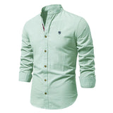 Davy Men's Stylish Band Collar Casual Shirt - Trendy & Comfortable Everyday Wear
