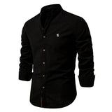 Davy Men's Stylish Band Collar Casual Shirt - Trendy & Comfortable Everyday Wear