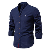 Davy Men's Stylish Band Collar Casual Shirt - Trendy & Comfortable Everyday Wear