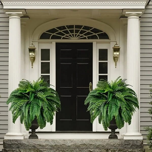 Davy UV Resistant Lifelike Artificial Boston Fern - Realistic Faux Plant for Home Decor, Indoor & Outdoor Use