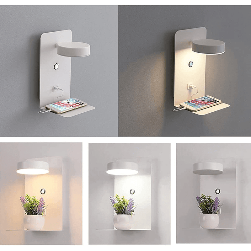 Davy Wall Light with USB-C Charger & 330° Swivel - Modern LED Fixture for Home & Office
