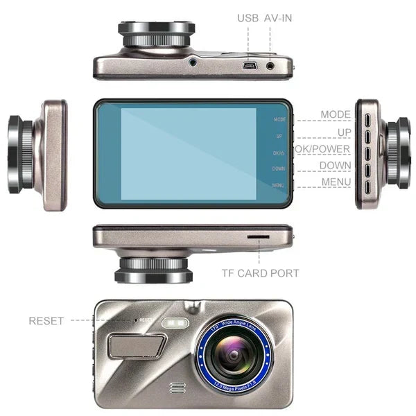Davy Wireless Dash Cam - Front & Rear Dashboard Camera for Cars with Night Vision | High-Definition Video Recording