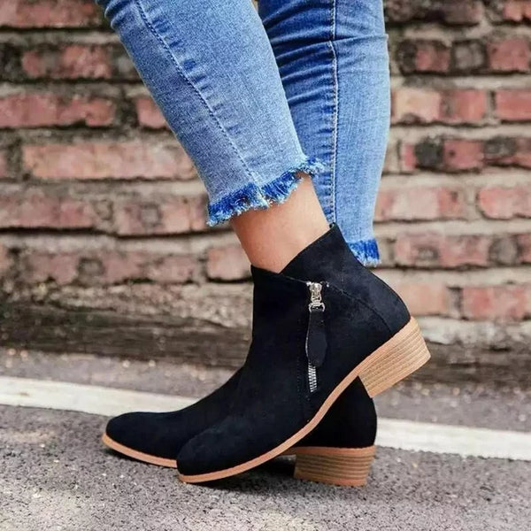 Comfortable Supportive Side Zip Ankle Boots for Women - Stylish & Versatile Footwear