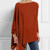 Women's Asymmetrical Drape Long Sleeve Top - Stylish & Comfortable Fashion Blouse