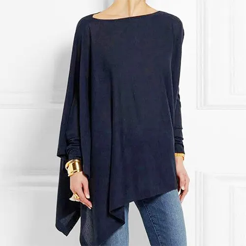 Women's Asymmetrical Drape Long Sleeve Top - Stylish & Comfortable Fashion Blouse