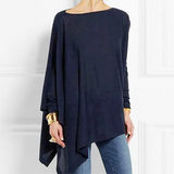 Women's Asymmetrical Drape Long Sleeve Top - Stylish & Comfortable Fashion Blouse