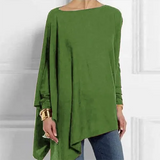 Women's Asymmetrical Drape Long Sleeve Top - Stylish & Comfortable Fashion Blouse